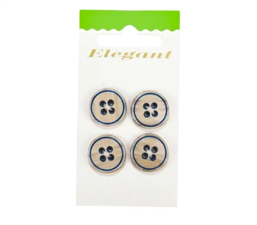 Пуговицы Disboton, 18 мм, 4 отв., пластик, 4 шт., бежевый/синий