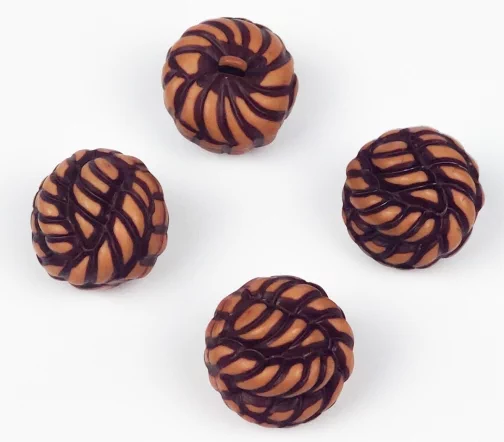 Пуговица, Union Knopf, "Рогалик", на ножке, пластик, цвет оттенки коричневого, 23 мм