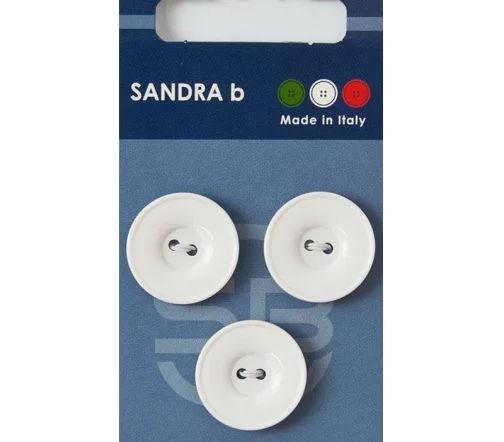 Пуговицы Sandra, 20,5 мм, 2 отв., пластик, 3 шт., белый, CARD020