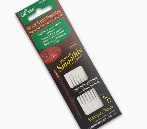 4973 Иглы черно-золотые для аппликаций, № 9-12, 6 шт., Clover