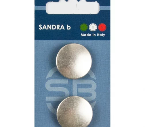 Пуговицы Sandra, на ножке, 23 мм, металл, 2 шт., серебро, арт. CARD201