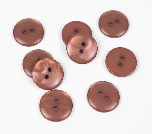 Пуговицы, Union Knopf, "Круглые с переливом", 2 отв., пластик, цвет коричневый, 15 мм