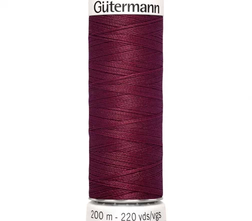 Нить Sew All для всех материалов, 200м, 100% п/э, цвет 375 красная слива, Gutermann 748277