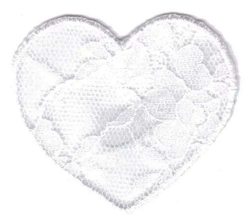 Термоаппликация Marbet "Сердце кружевное среднее белое", 5,2 х 5 см, 569615.А