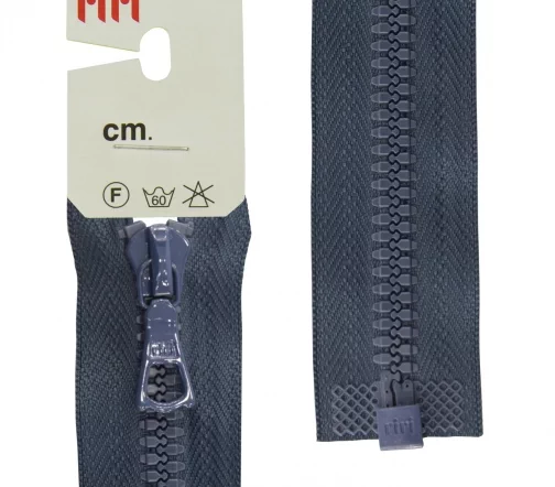 Молния Riri трактор разъёмная, 1 замок, 6мм, 60см, цвет 2124, темный серо-голубой