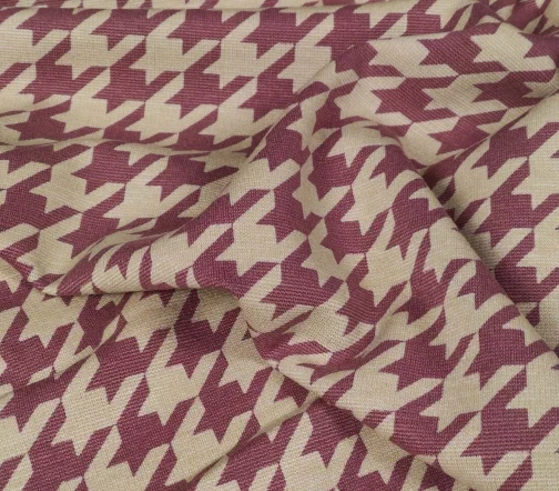 Джерси в гусиную лапку, цвет пыльная роза/бежевый, 009003