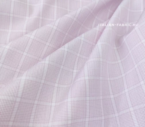 Сорочечный хлопок в розовую клетку, фон белый, 00360