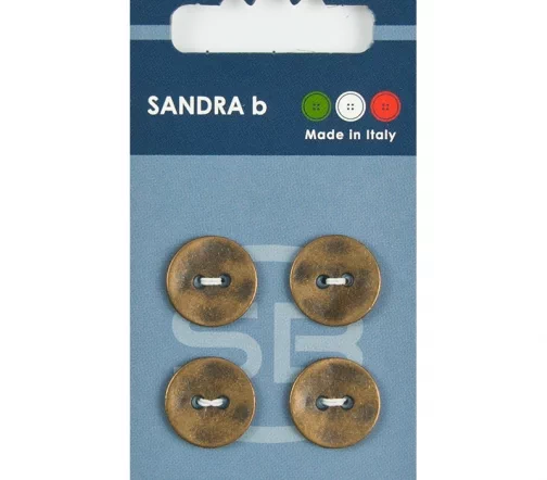 Пуговицы Sandra, 15 мм, 2 отв., металл, 4 шт., медный, арт. CARD216