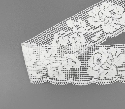 Мерсеризованное хлопковое кружево IEMESA, ширина 65 мм, цвет белый