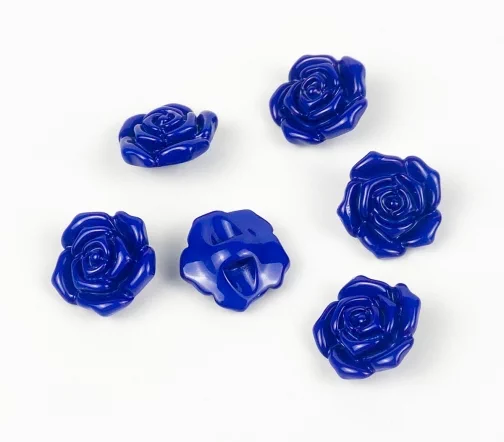 Пуговицы, Union Knopf, "Розочки", пластик, цвет синий, 15 мм