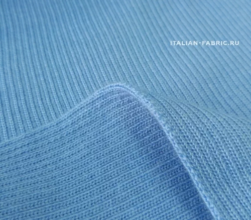 Трикотаж резинка, полушерсть, цвет голубой, ALP46-5