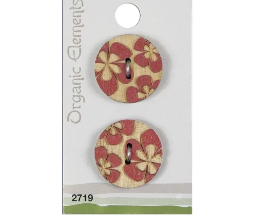 Пуговицы Organic Elements, 2 отв., 25 мм, дерево, 2 шт.