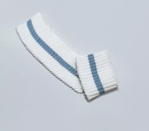 Манжеты трикотаж с полоской, цвет белый/голубой