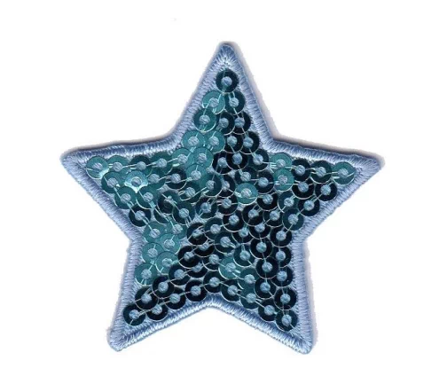 Термоаппликация "Звезда с пайетками голубая малая", 4,3 х 4 см, арт. 569944.F