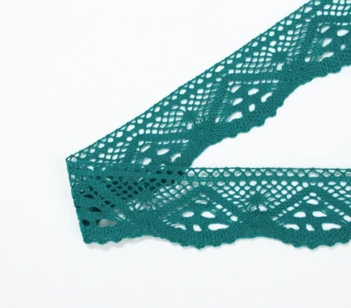 Мерсеризованное кружево IEMESA, ширина 39 мм, цвет зеленый