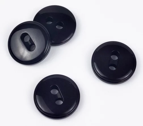 Пуговицы, Union Knopf, "Круглые, прорезь-полоса", глянец, 2 отв., пластик, цвет черный, 23 мм