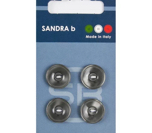 Пуговицы Sandra, 15 мм, 2 отв., пластик, 4 шт., серый, CARD191