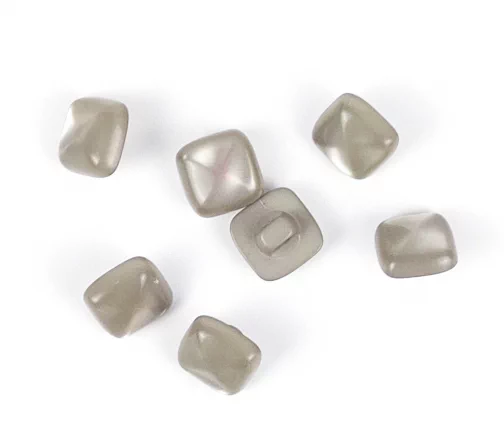 Пуговица Квадрат, на ножке, пластик, цв. серый, 12 мм