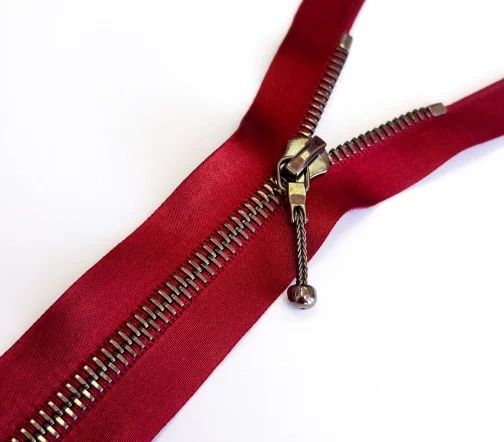 Молния RiRi атласная, металл, неразъёмная, 6 мм 18 см, подвеска Kette, цепь BR, цвет 9428, бургундия