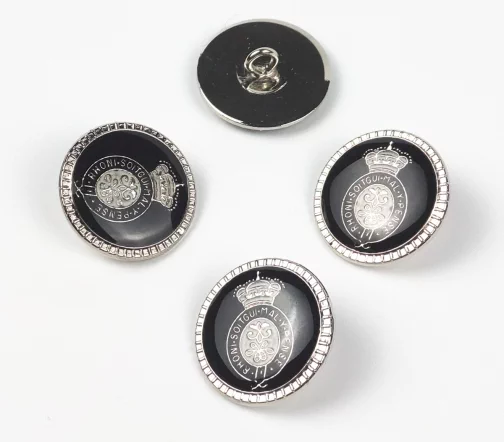 Пуговица костюмная, на ножке, 21 мм, металл, арт. CROWNBLACK21