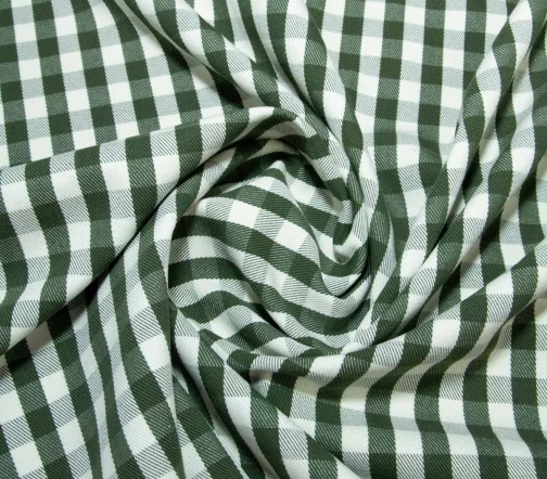 Хлопок костюмный в зеленую/молочную клетку, 1092325-1