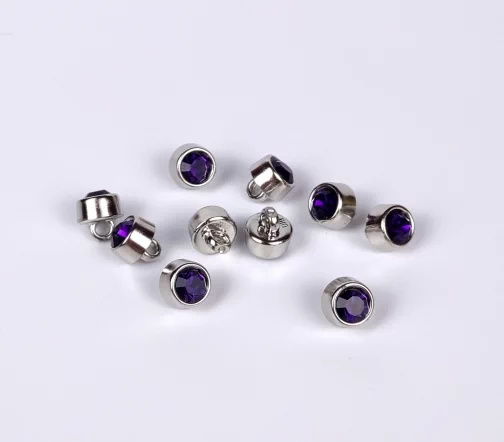 Пуговица DILL с кристаллом, на ножке, пластик, цвет фиолетовый/серебро, 10 мм