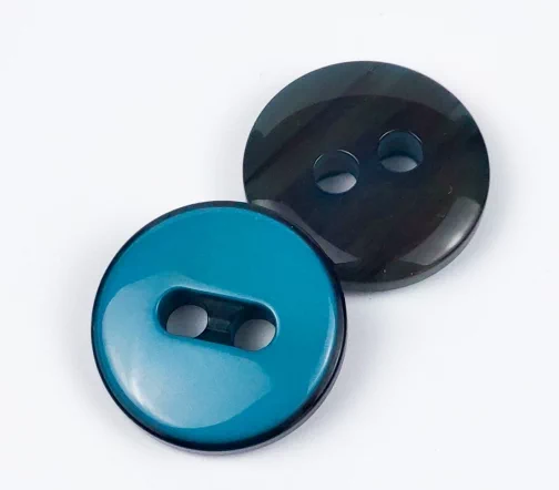 Пуговицы, Union Knopf, "Круглые, прорезь-полоса", глянец, 2 отв., пластик, цвет голубой, 23 мм