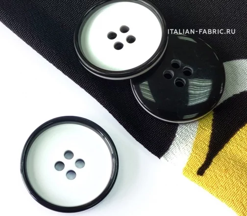 Пуговица Sandra с черным ободком, 22 мм, 4 отв., пластик, белый, 75547-36-1