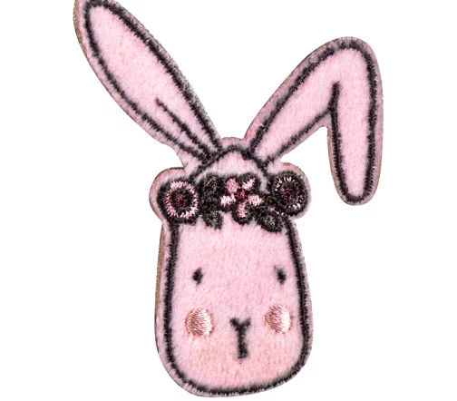 Термонаклейка HKM "Розовый кролик с венком", 4,6 х 6,2 см, 42559