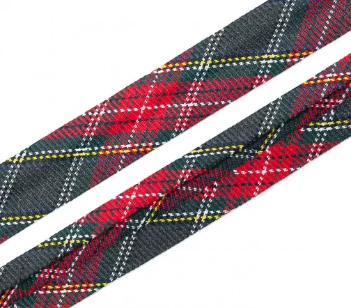 Косая бейка MATSA "шотландка", 18мм, хлопок с п/э, цвет 01, зелено-красный