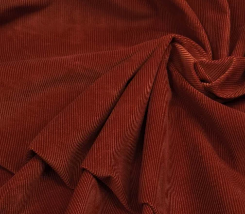 Вельвет хлопковый однотонный, цвет терракотовый, 1022507