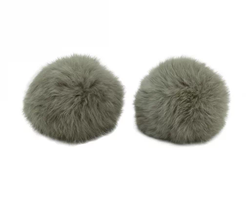 Помпон из нат. меха (кролик), d-10см, 2шт/упак (J мышиный), арт. 7723347-J