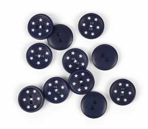 Пуговица Union Knopf "Звездочки", 2 отв., пластик, цвет темно-синий, 15 мм