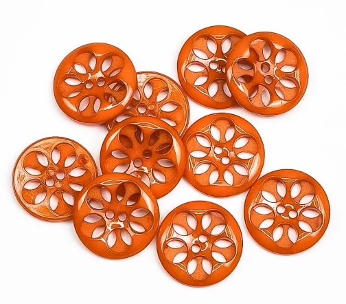 Пуговица Sandra "Лепестки", 18 мм, 2 отв., пластик, цвет темно-оранжевый