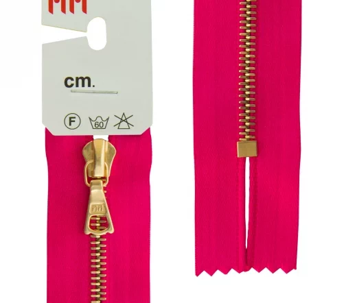 Молния RiRi атласная, металл, неразъём, 4 мм 18 см, подвеска Flach, цепь GO, цвет 9407, малиновый