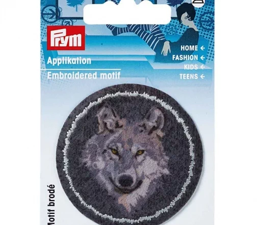 923178 Термоаппликация "Нашивка с волком", 5,4 см, серый/антрацит, Prym