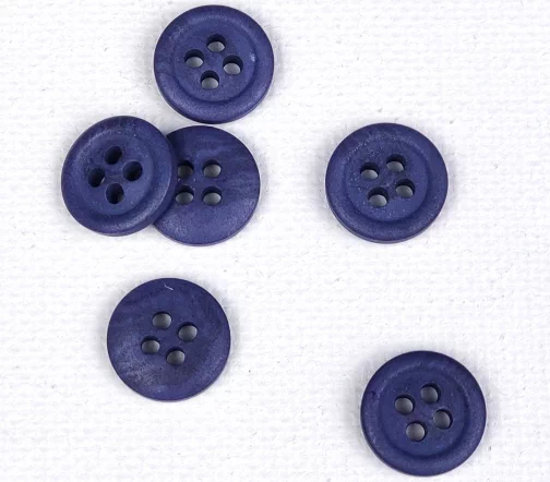 Пуговица Gafforelli, 4 отв., 11,5 мм, натуральная, цвет фиолетово-синий
