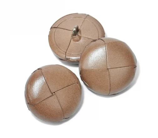 Пуговица Union Knopf, на ножке, натуральная кожа, цвет св.коричневый, 27 мм