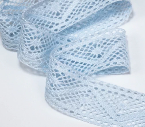Мерсеризованное кружево IEMESA, ширина 30 мм, цвет светло-голубой