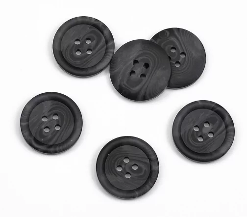 Пуговица, Union Knopf, 4 отв., пластик, цвет темно-серый, 23 мм