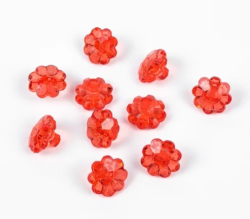Пуговицы, Union Knopf, "Ромашка прозрачная", на ножке, пластик, цвет красный, 11 мм
