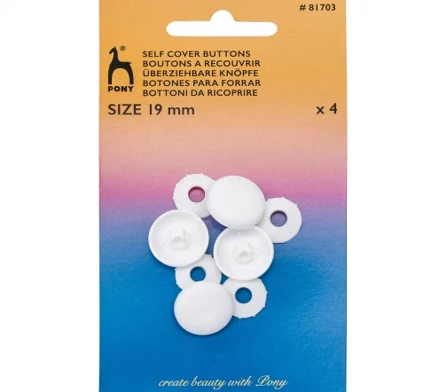 Пуговицы для обтяжки тканью, пластик, цвет белый, 19 мм, 4 шт., PONY 81703