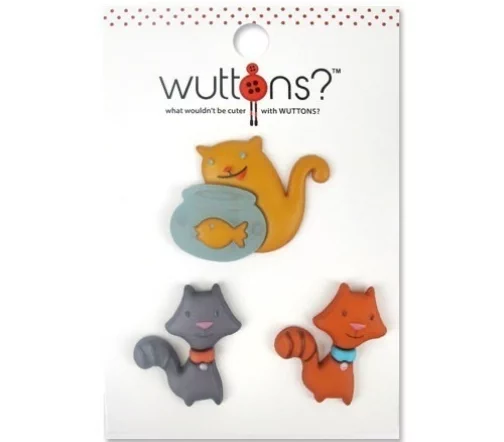 Пуговицы декоративные, Wuttons "Кошки", арт 5725, на ножке, нейлон, 3 шт