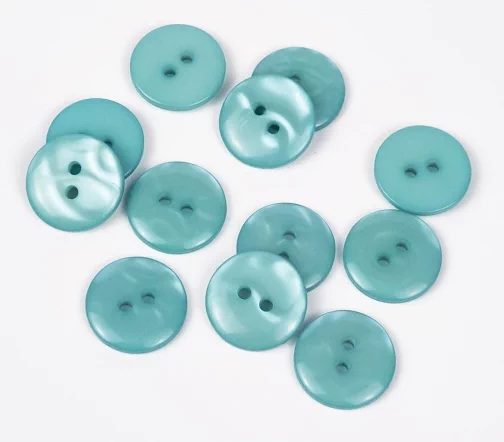 Пуговицы, Union Knopf, "Круглые с переливом", 2 отв., пластик, цвет голубой, 15 мм