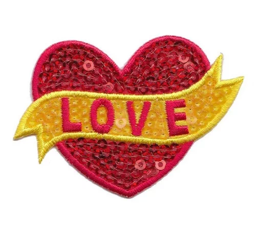 Термоаппликации Marbet "Сердце с пайетками и надписью", 4,5 х 6,3 см, 569877