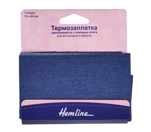 690.L.MD Термозаплатка, 12 х 44 см, полиэстер/хлопок, цвет синий деним, Hemline