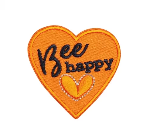 Термоаппликация HKM "Сердце "Be Happy", 5,6 х 5,5 см, цвет оранжевый