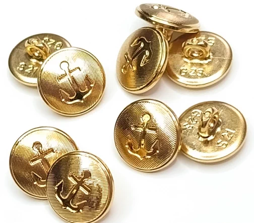 Пуговица DILL "Якорь", на ножке, пластик, цвет золото, 15 мм