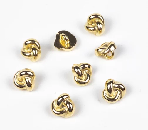 Пуговица Узелок, на ножке, металл, цв. золото, 11 мм