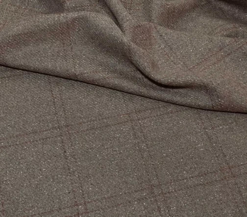 Шерсть с кашемиром костюмная в клетку, цвет какао, 62329